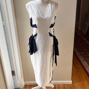 PrettyLittleThing White and Black Midi Dress